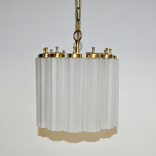 Lampadario Design in vetro e metallo ottonato - Anni '60