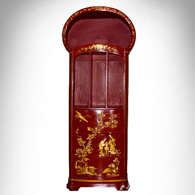 Antico étagère in legno laccato rosso - Primi '900